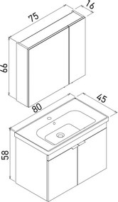 Desna mosdószekrény, 80 cm – TR785PNC1561