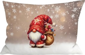3D mikroszálas párnahuzat SANTA GNOME 50x70 cm, piros