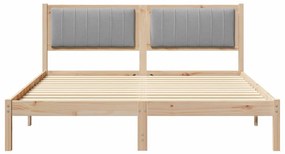 Ágykeret Kárpitozott Fejtámlával Világosszürke 160 x 200 cm