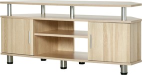 HOMCOM TV állvány 55 hüvelykes TV-hez, modern TV állvány 2 ajtóval és 2 polccal - 120x39.5x52 cm - Tölgy | Aosom