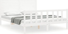 vidaXL fehér tömör fenyőfa ágy matrac nélkül 160 x 200 cm