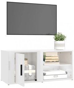 fehér magasfényű szerelt fa TV-szekrény 80x31,5x36 cm