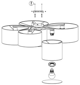 Eglo 99509 - Mennyezeti lámpa PASTORE 6xE27/40W/230V