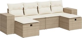 vidaXL 6 részes bézs polyrattan kerti ülőgarnitúra párnával