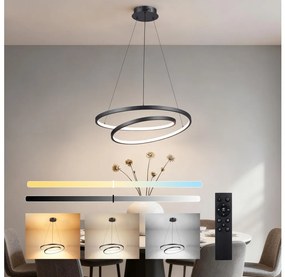 Brilagi-LED Dimmelhető kábeles csillár TWISTER LED/48W/230V átm. 50 cm fekete + távirányító