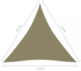 bézs háromszögű oxford-szövet napvitorla 4,5 x 4,5 x 4,5 m