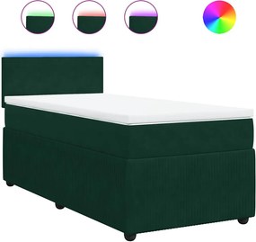 vidaXL sötétzöld bársony rugós ágy matraccal 100 x 200 cm