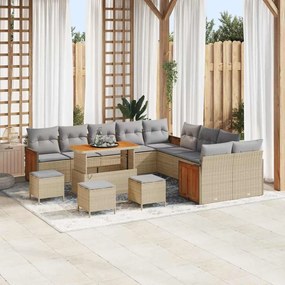 Kerti Kanapé Szett 14 pcs Beige és világosszürke