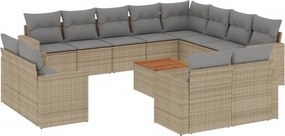vidaXL 13részes vegyes bézs polyrattan kerti ülőgarnitúra párnákkal