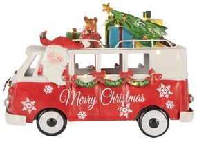 Clayre & Eef piros karácsonyi VW busz LED-es dekoráció 31 cm