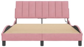 vidaXL rózsaszín bársony ágykeret LED-ekkel matrac nélkül Hanko 140 x 200 cm