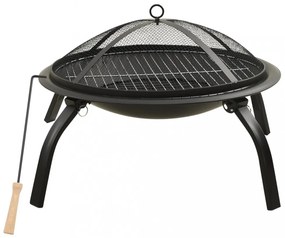 2 az 1-ben acél tűztál és grillező piszkavassal 56 x 56 x 49 cm