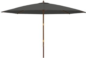 antracitszürke kerti napernyő fa rúddal 400 x 273 cm