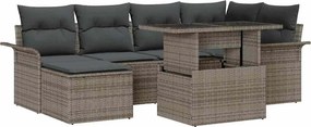 vidaXL Kerti Kanapé Szett párnával 7 pcs Szürke Poli rattan