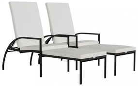 2 db barna polyrattan napozóágy lábtartóval