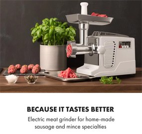 Klarstein Kraftprotz, elektromos húsdaráló, 700 W, réz motor, fehér/ezüst