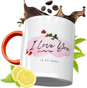 Narancssárga Bögre Valentin Napra Lányoknak, fényképes nyomattal