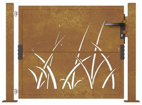 Fűmintás corten acél kerti kapu 105 x 105 cm