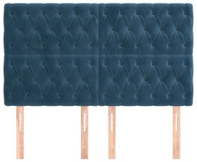 4 db sötétkék bársony fejtámla 80x7x78/88 cm