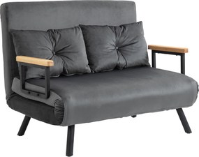 HOMCOM Kihúzható Kanapé, Ágyfunkcióval, Fekvőszék Hátpárnával, Kárpitozott Kanapé Állítható Támlával, Szövet Hatás, 102Sz x 73M x 81Ma, Sötét Szürke |