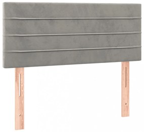világosszürke bársony LED-es fejtámla 90x5x78/88 cm