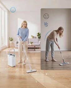 SONGMICS rozsdamentes acél lapos felmosó készlet vödörrel, 2,5 L, fehér-szürke