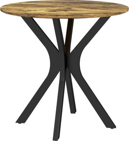 HOMCOM Kerek Étkezőasztal 78 x 78 cm, 2 Fős Konyhai Asztal Pókacél Lábakkal, Konyhába, Étkezőbe és Nappaliba, Rusztikus Barna | Aosom