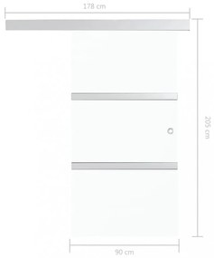 ezüst ESG üveg és alumínium tolóajtó puha ütközőkkel 90x205 cm