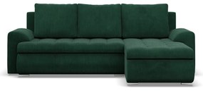 Tokio sarokkanapé, 2 ágyneműtartóval, kordbársony, jobboldali, zöld