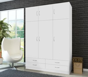 Ruhásszekrény, háromajtós, fehér, GERI NEW