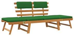 vidaXL 2 az 1-ben tömör akácfa kerti pad párnákkal 190 cm