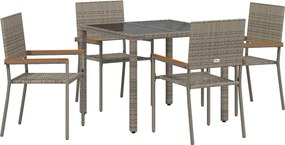 vidaXL Kert étkező szett 5 pcs Szürke polirattan