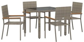 vidaXL Kert étkező szett 5 pcs Szürke polirattan