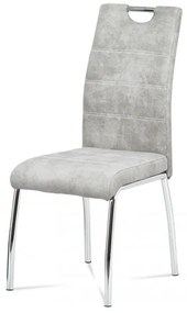 Scaun modern de dining în gri argintiu vintage cu picioare cromate HC-486