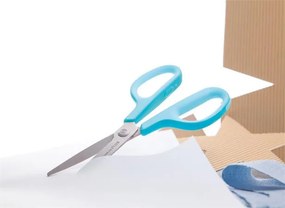 Olló, általános, 17,5 cm, PLUS Fitcut Curve, világoskék (PLUS35052)