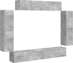 vidaXL TV szekrény 8 pcs Beton Szürke