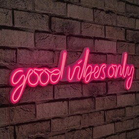 Műanyag LED-es fali dekoráció, Good Vibes Only - Pink