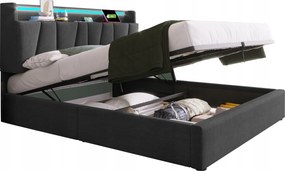 kárpitozott franciaágy Usb töltős Led tároló 140X200