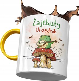 Sárga Bögre Tisztviselőnek Békás Tisztviselő Nyomtatott Fotóval