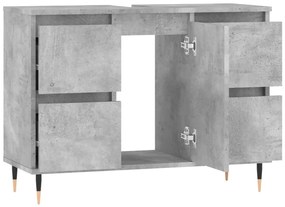 Betonszürke szerelt fa fürdőszobaszekrény 80 x 33 x 60 cm