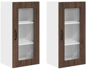 Fali konyhaszekrény 2 pcs Barna Tölgy 40 x 31 x 80 cm Faanyag