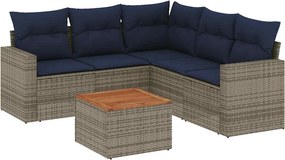 vidaXL 6 részes szürke polyrattan kerti ülőgarnitúra párnával