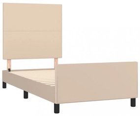 cappuccino színű műbőr ágykeret fejtámlával 100x200 cm