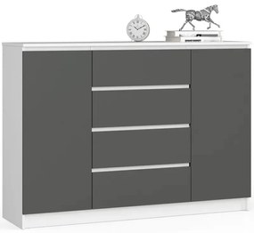 Komód - Akord Furniture 140 cm - 4 fiók / 2 ajtó - fehér / szürke
