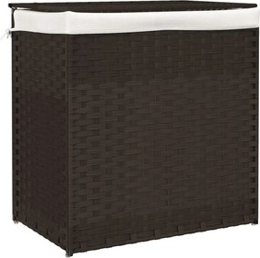 vidaXL sötétbarna polyrattan szennyeskosár 2 rekesszel 53x35x57 cm