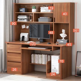 Polcos íróasztal billentyűzet tartóval barna OT-502-Brown