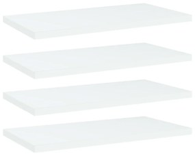 4 db fehér szerelt fa könyvespolc 40 x 20 x 1,5 cm