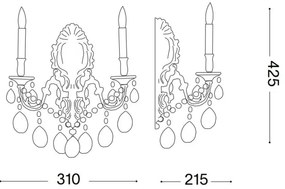 Ideal Lux - Fali kristály lámpa GIOCONDA 2xE14/40W/230V arany