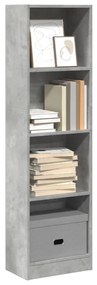 betonszürke szerelt fa könyvespolc 40 x 24 x 143 cm