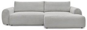Világosszürke kordbársony kinyitható sarokkanapé (jobb oldali) Lucien – Bobochic Paris